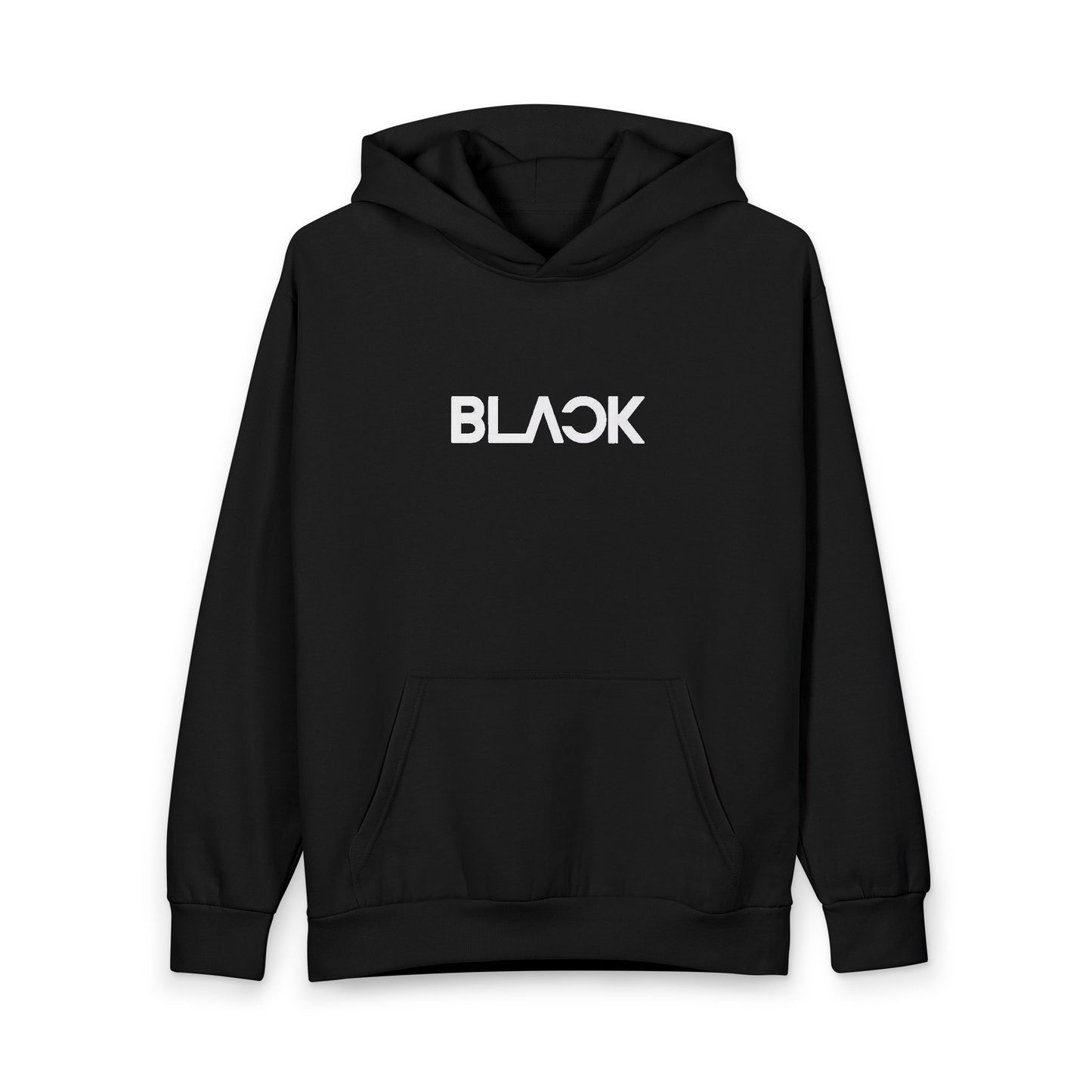 Black Graphic Hoodie — Urban Streetwear Pullover with Retro Photo & Blue Accent