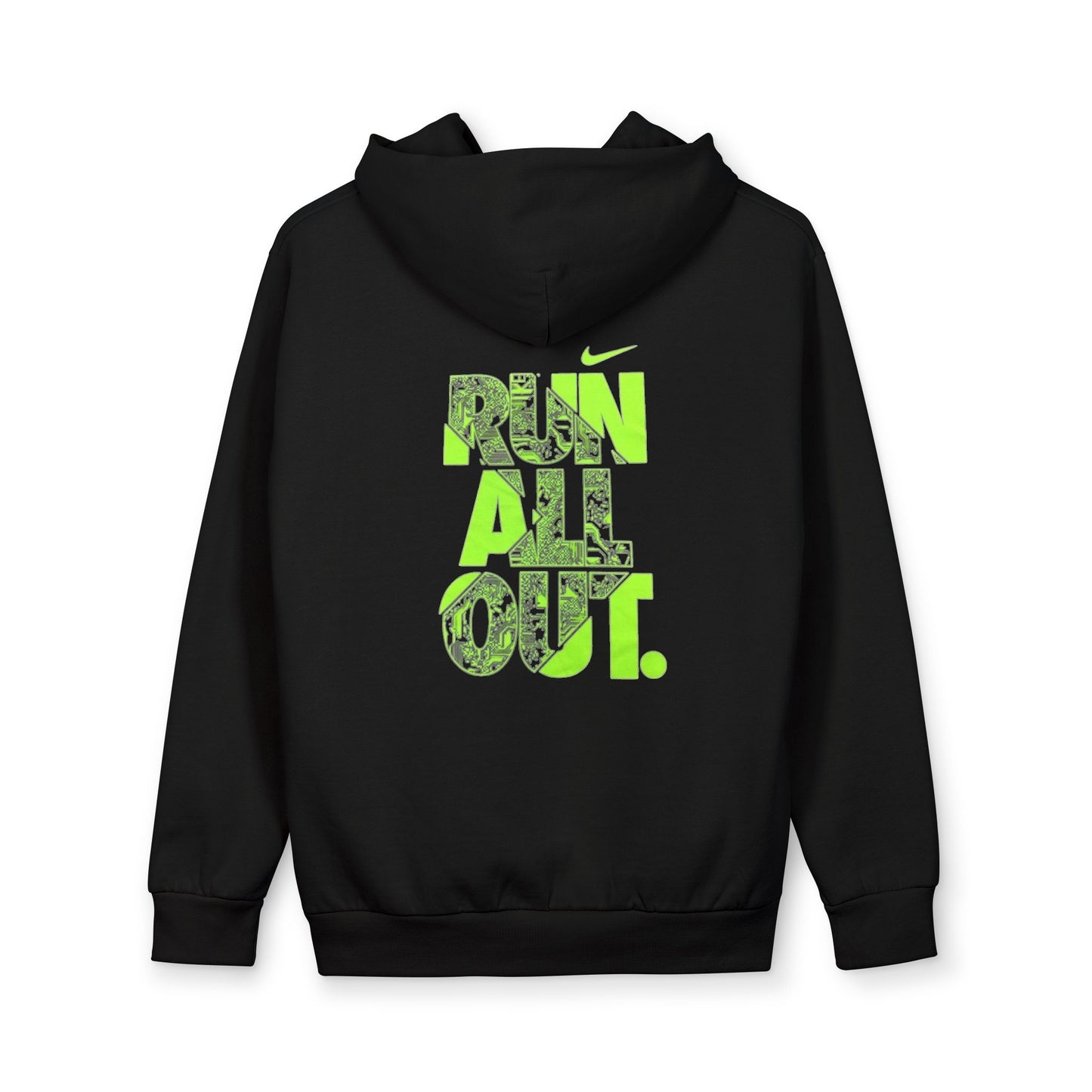 Run All Out Graphic Hoodie — Neon Green Motivational Running Pullover