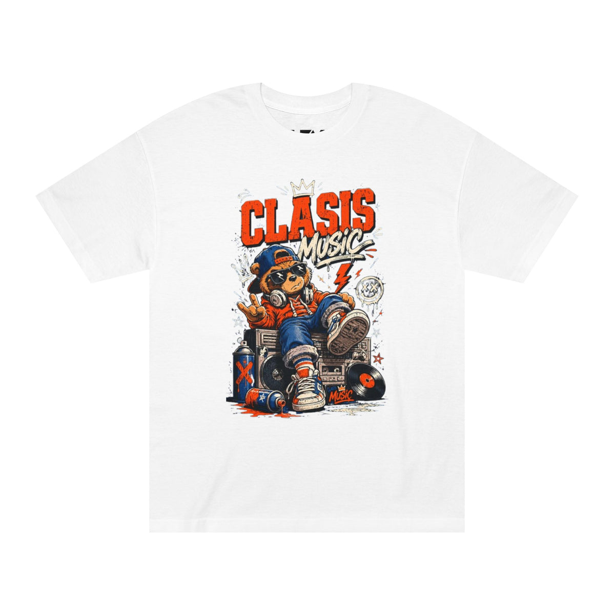 Retro Hip-Hop Classic Music Bear Graphic Tee