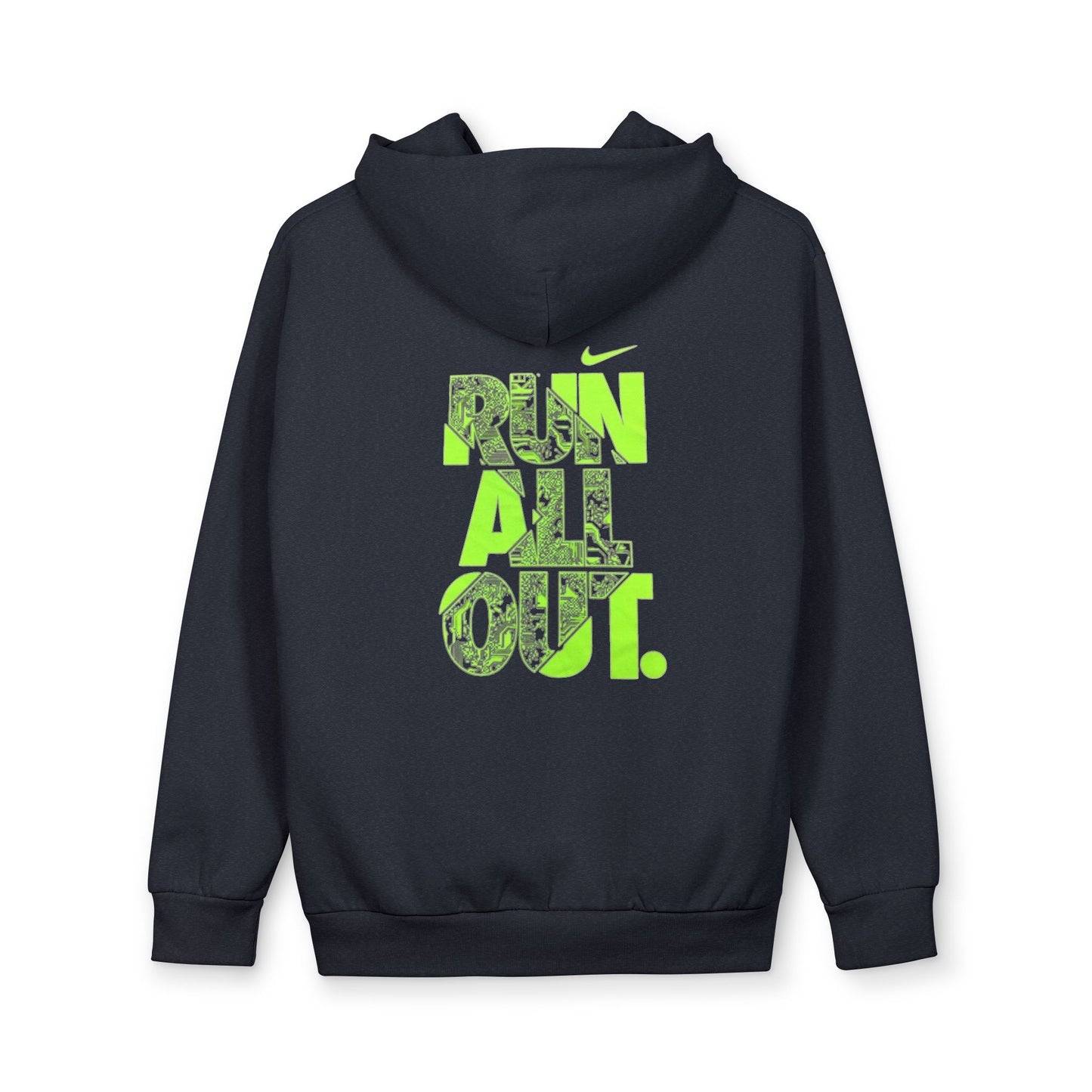 Run All Out Graphic Hoodie — Neon Green Motivational Running Pullover
